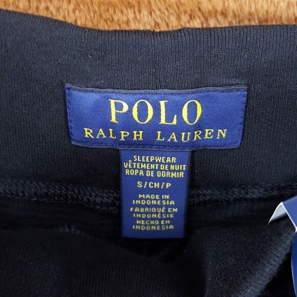 POLO RALPH LAUREN Pants Mens Small Black Drawstring Jogger Waffle Thermal Logo - Picture 3 of 10